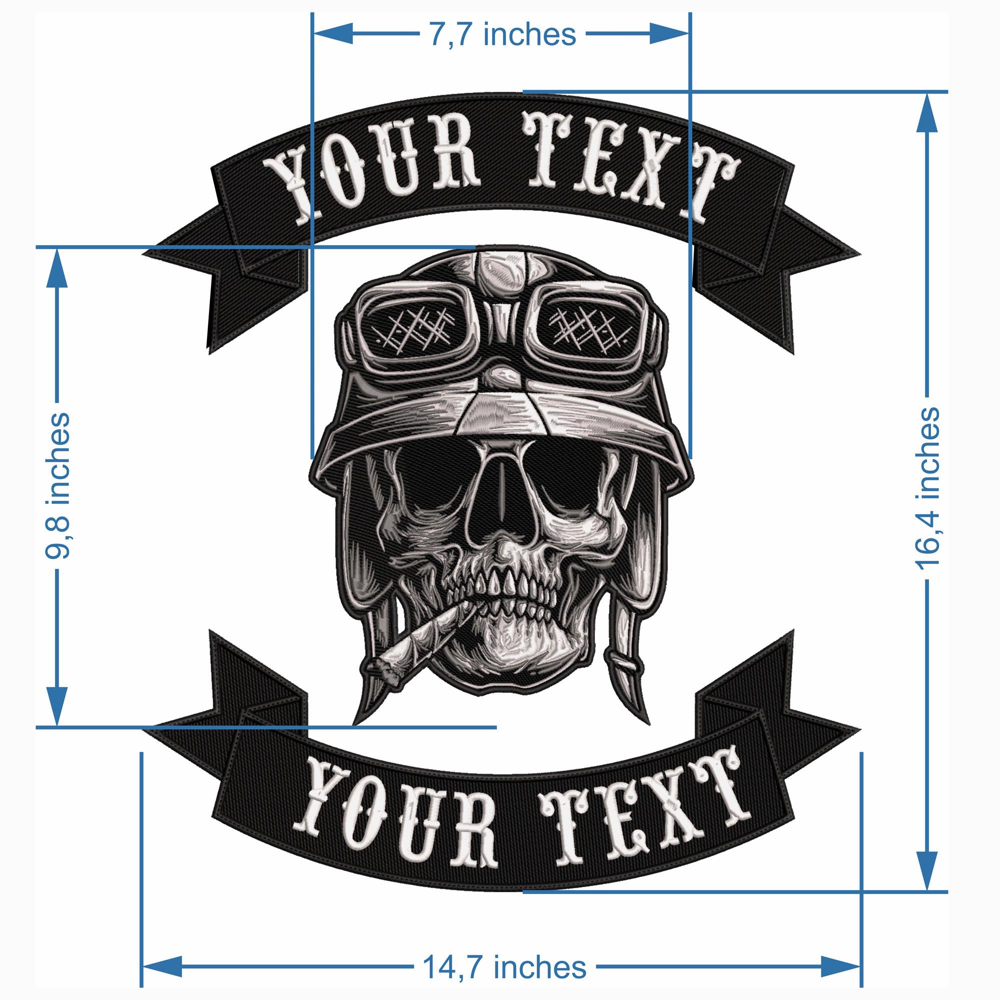 Embroidered Skull Biker Back Patch, Helmet, Cigar, Iron-on - Etsy
