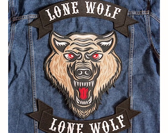 Large Lone Wolf No Club No Rules Just Ride Sew-on Iron-on