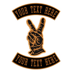 Victory Sign Embroidered patch, Custom large biker patches