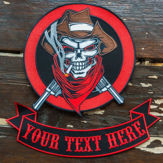 Large Skull Badges Embroidered Back Punk Patches , Biker Patches