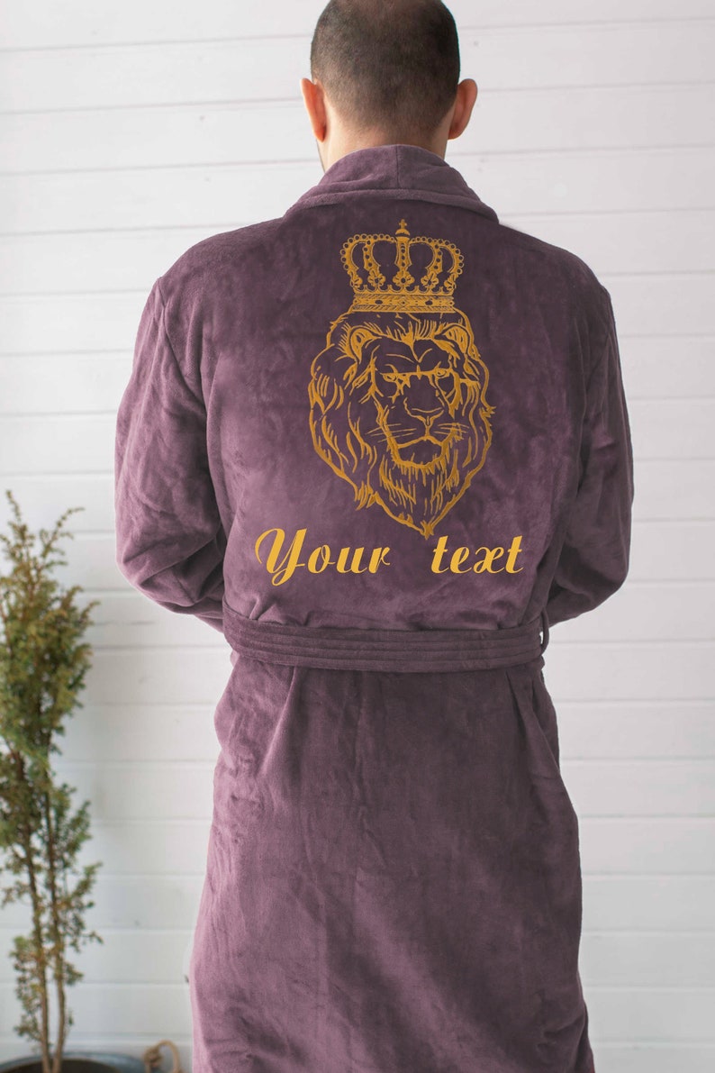Personalised men robe lion personalized mens grey robe Etsy