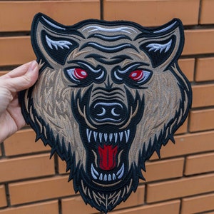Large embroidered wolf patch for, no club biker patch