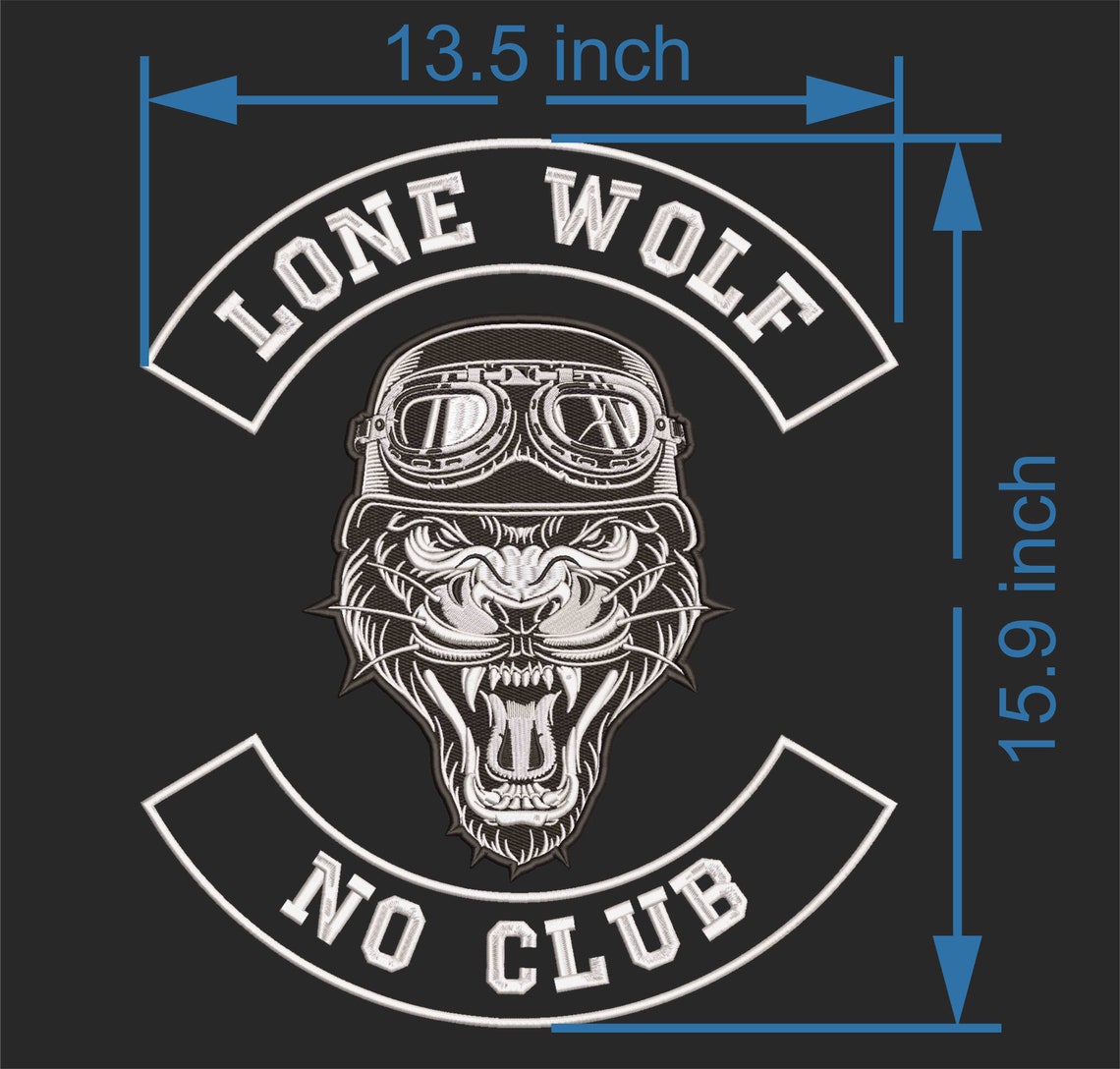 Lone Wolf Biker Patch Skull Back Patch Large Biker No Club Etsy Canada