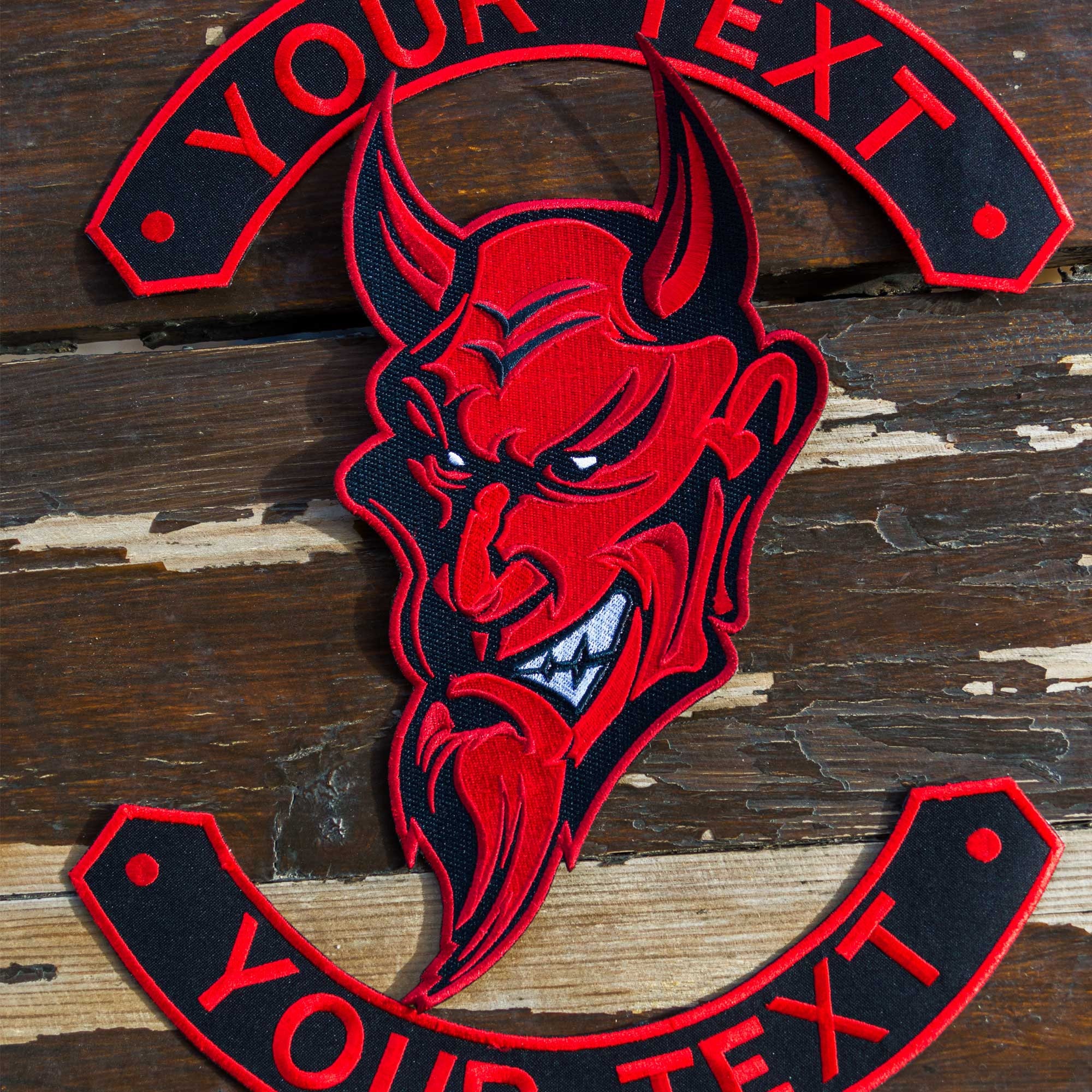 Devil Insignia Rhinestone Custom Iron on Logo Design