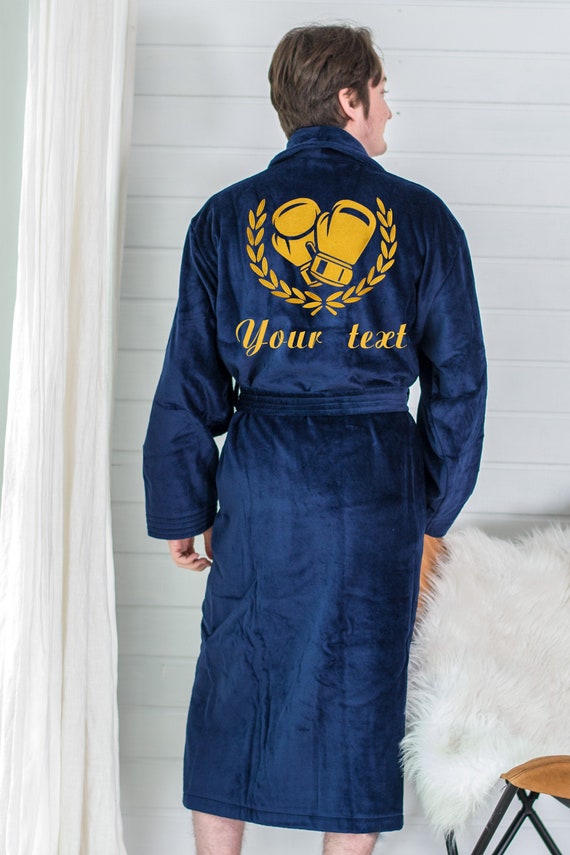 Custom bathrobe for boxing fans dark blue cotton 100 Etsy