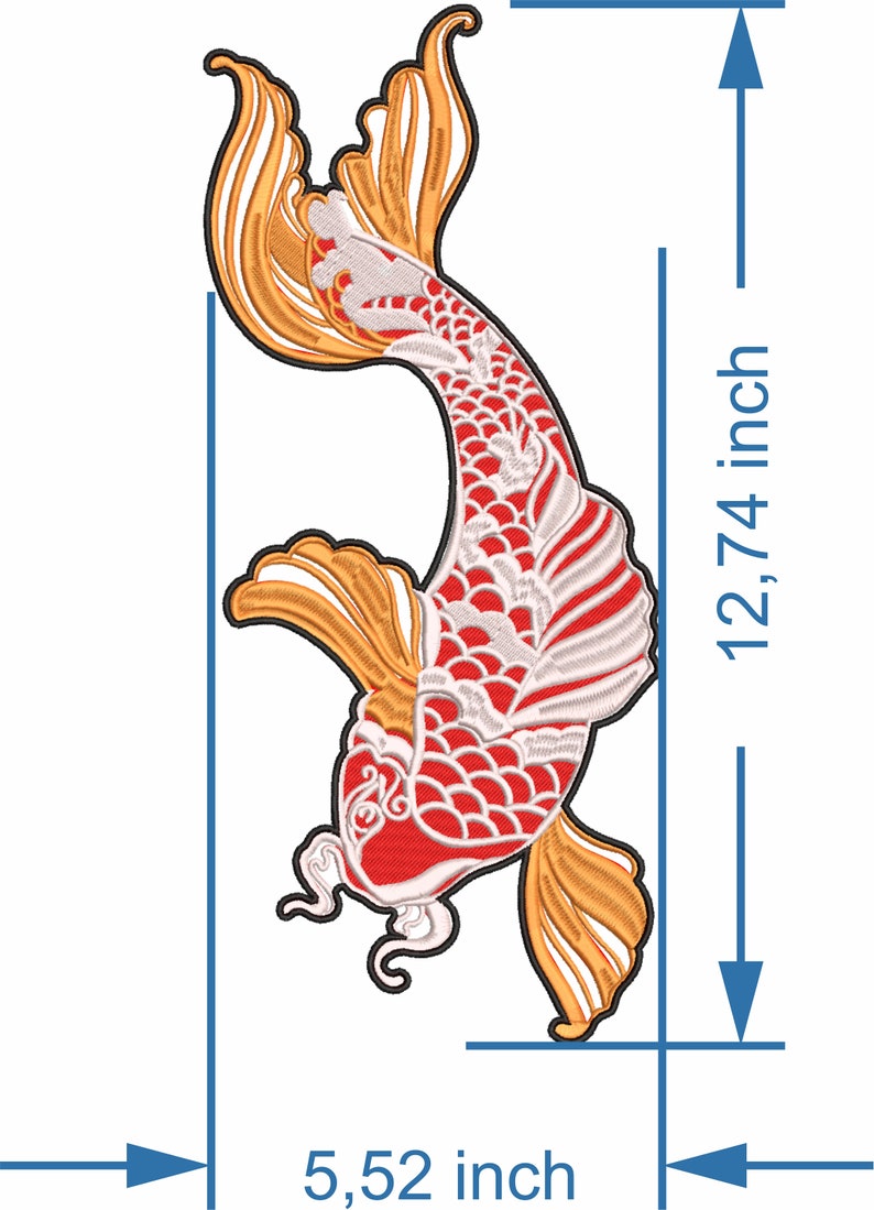 Japanese Koi Fish Red Embroidered Iron on or Sew On Etsy