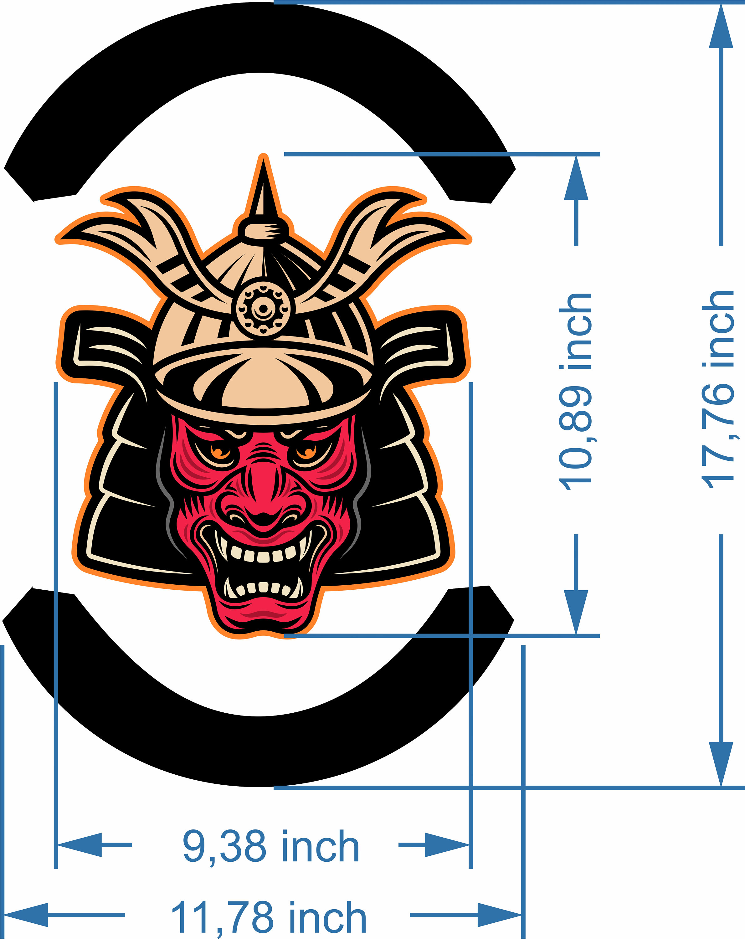 Samurai Back Patch Japanese Demon Samurai, Big Back Biker Patch, Iron-on Wich Custom ...