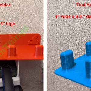 May include: Two 3D printed tool holders, one orange and one blue. The orange holder is 12 inches wide, 3 inches deep, and 2.5 inches high. The blue holder is 4 inches wide, 6.5 inches deep, and 3 inches high.