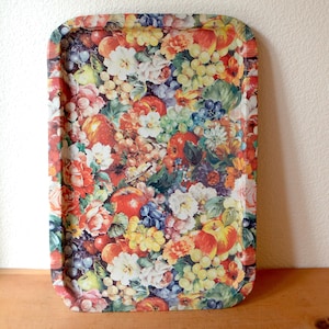 Vintage Tray with Fruit Print - Metall Tray