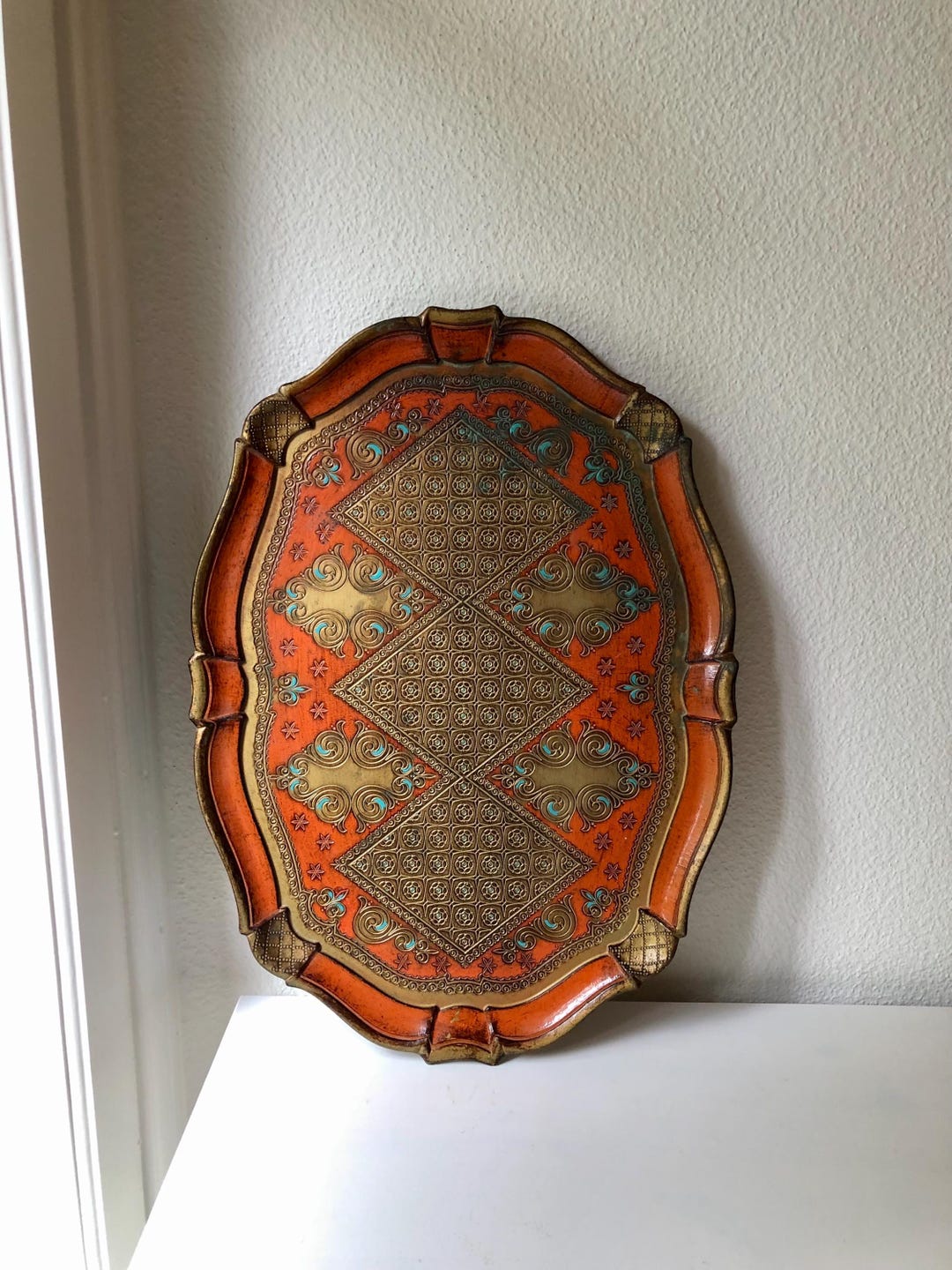 Vintage Italian Tray | Gold Florentine Wood Tray - Etsy