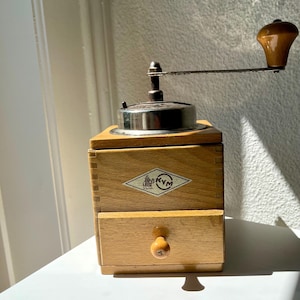 Vintage Swiss KYM Coffee Grinder – Wooden Mill
