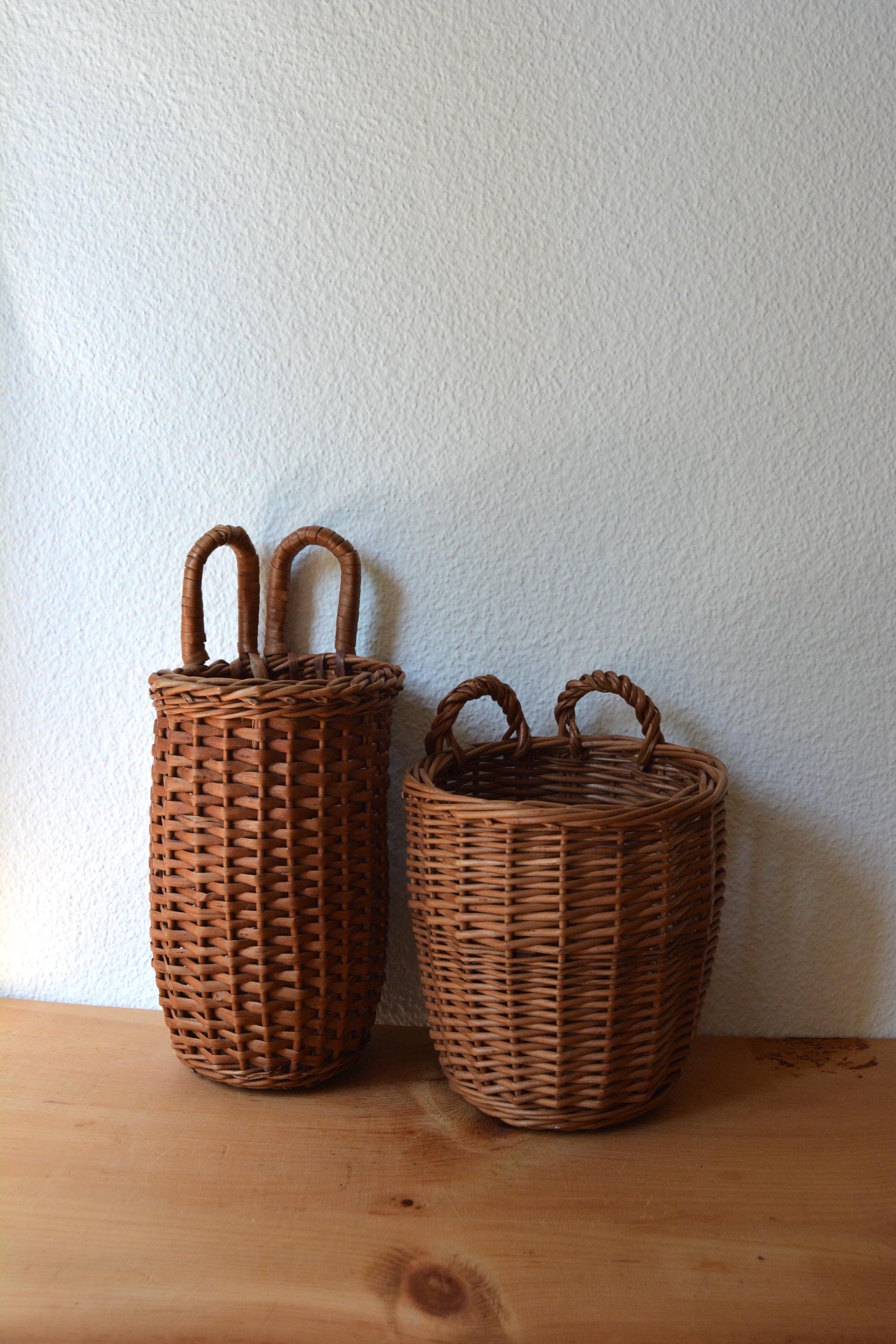 ヴィンテージ籐バスケット2個セット – 手編み収納＆装飾 - Etsy 日本