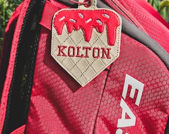 Baseball Drip Bag Tag | Baseball Keychain | Customized KeyChain | Name Tag | Baseball Plate
