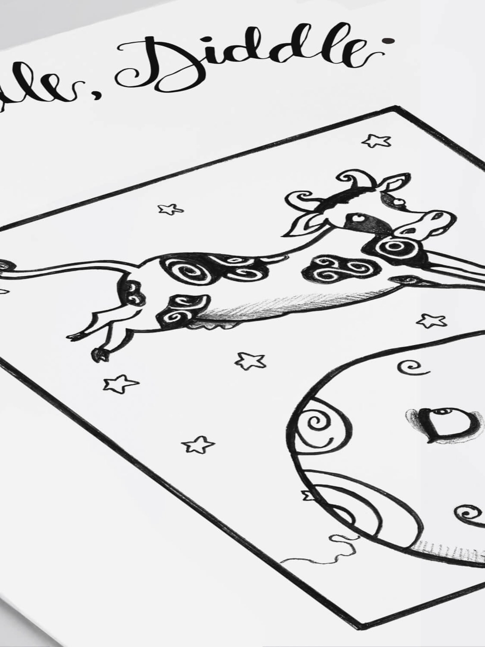 Hey Diddle Diddle Printable Coloring Page | Etsy