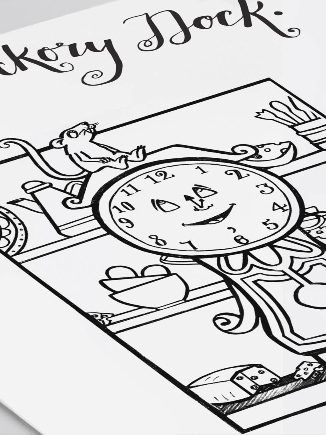 Hickory Dickory Dock Printable Coloring Page Etsy