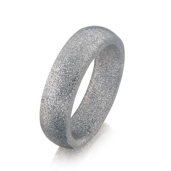 Sparkling Silver Silicone Ring