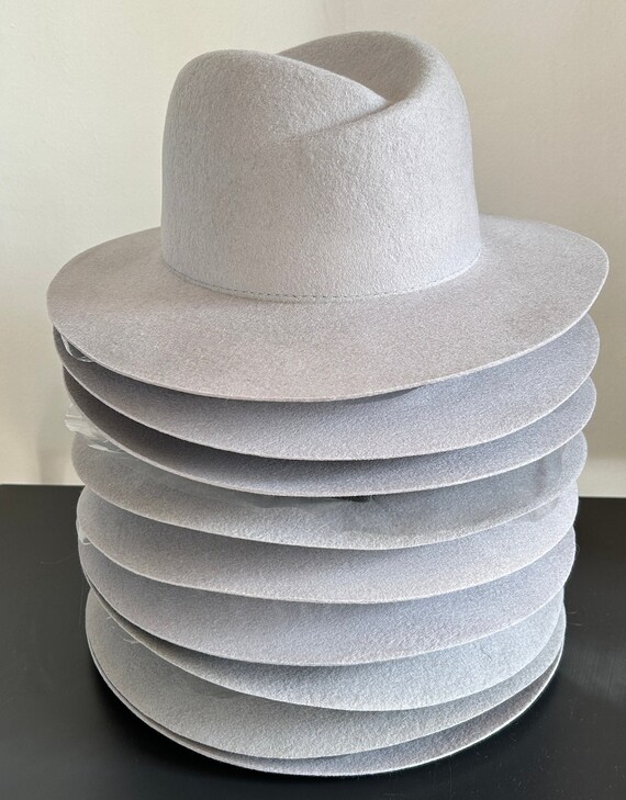 Light Grey Wool Felt Fedora Hat Bases - Soft Brim - Etsy display picture 1