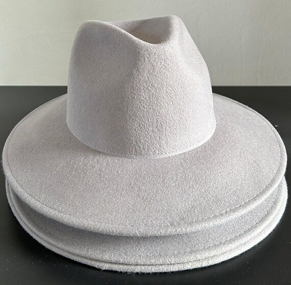 Light Grey Wool Felt Fedora Hat Bases - Structured Brim - Etsy display picture 1