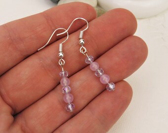 Sparkly Purple Jade Gemstone Earrings
