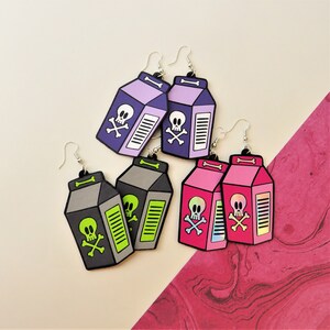 Creepy Cute Poison Milk Carton Earrings