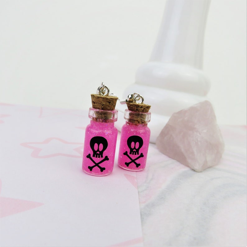 Pastel Goth Poison Bottle Earrings 