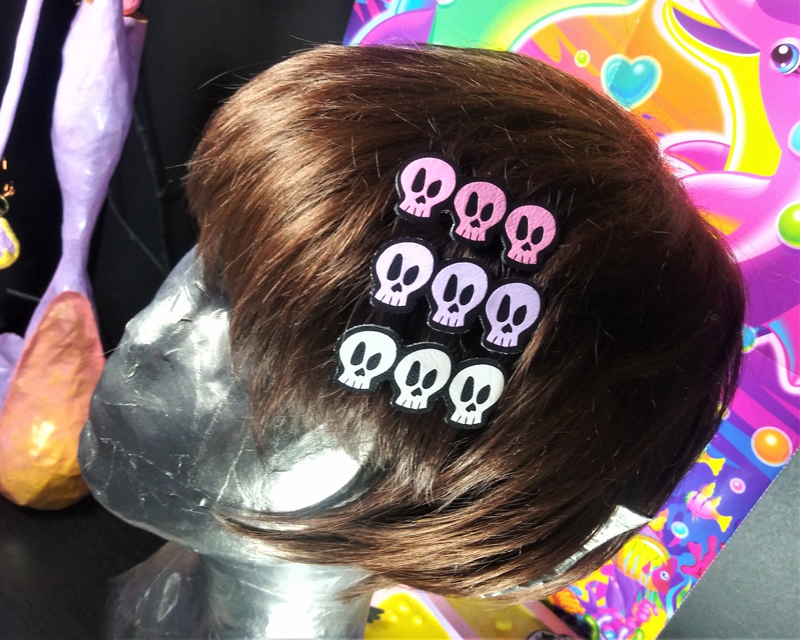 Pastel Goth Skull Hair Clips Creepy Cute Kawaii Skull Clips Etsy