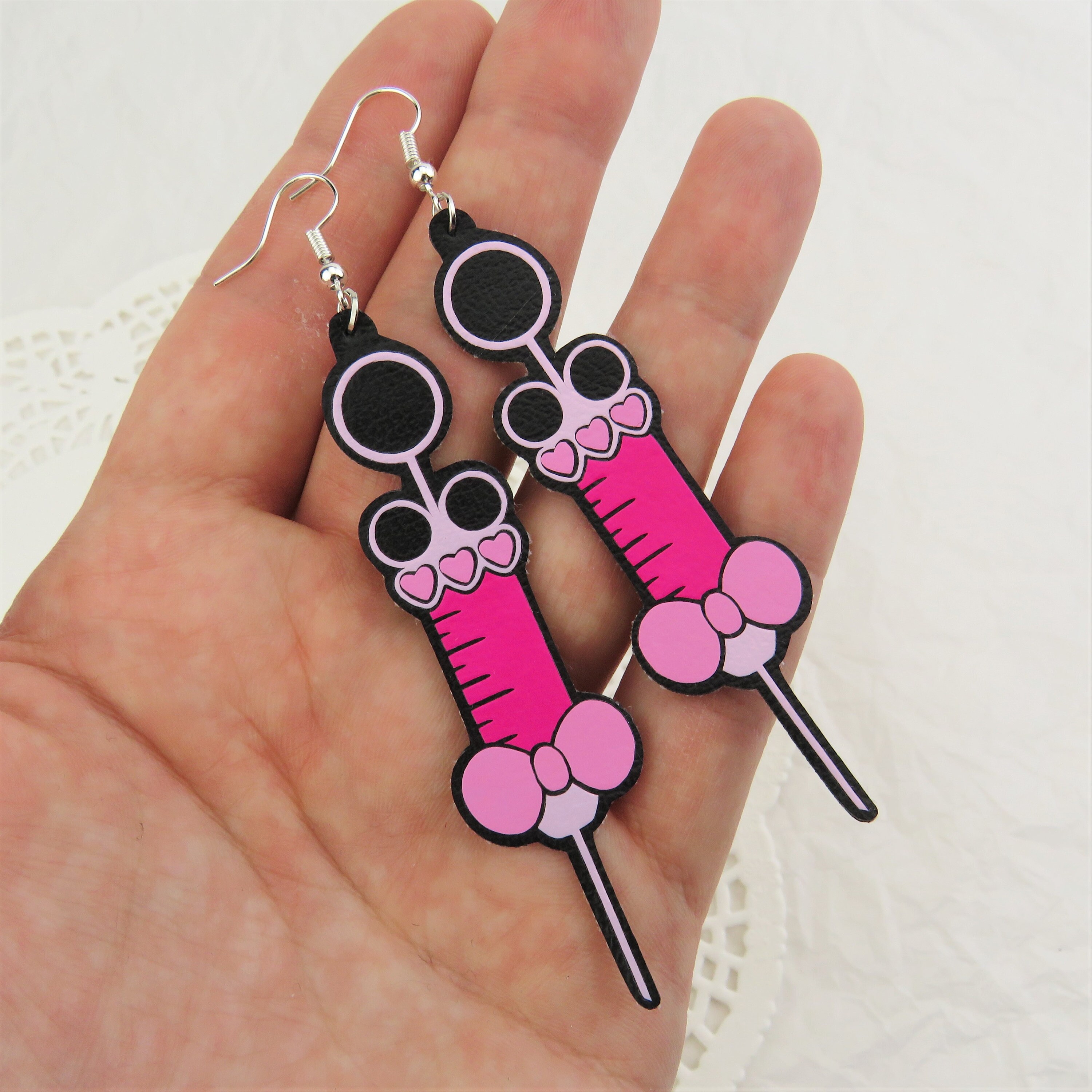 Yami Kawaii Cute Pink Syringe Earrings Etsy