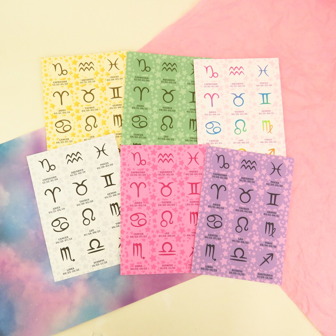 Zodiac Astrological Sign Chart 5x7 Art Print Etsy UK