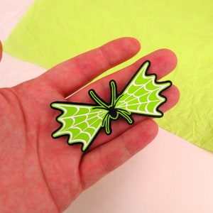 Pastel Goth Creepy Cute Spider Web Bow Clip image 2