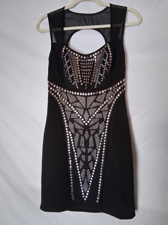 black silver studded dress Last 1 BLACK LONG SLEEVE SILVER STUDDED DRESS