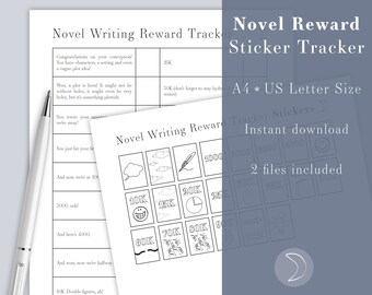 PRINTABLE Novel Reward Sticker Tracker for Authors and Writers - A4 & US Letter Size