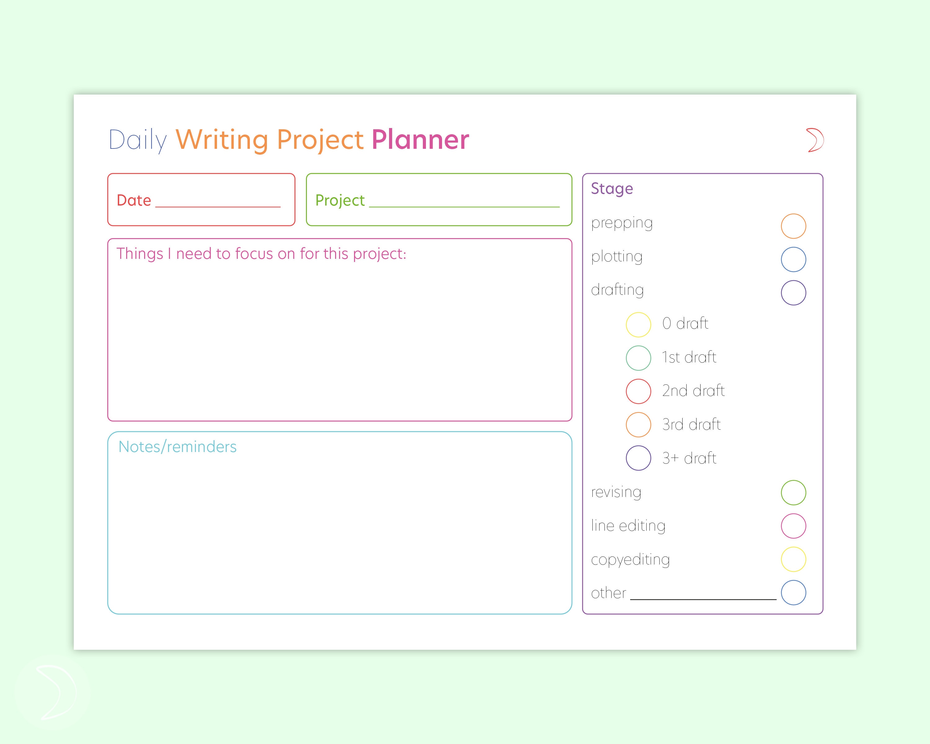 PRINTABLE Daily Writing Project Planner A4, A3 & US Letter Size - Etsy
