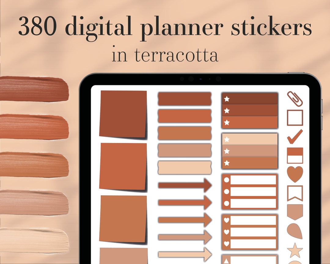 380 Digital Planner Stickers - Goodnotes - Terracotta - Minimalist Boho ...