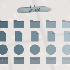 Blue Desktop Folder Icons - Mac & Windows - Minimalist Boho Muted Theme