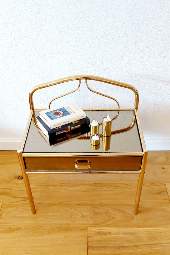 Glass brass sale nightstand
