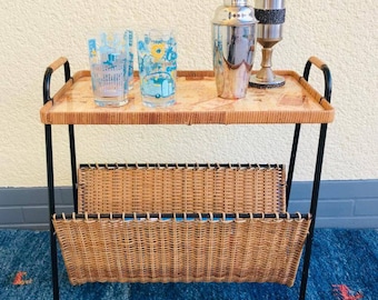 A beautiful vintage newspaper stand / newspaper table / tea trolley / serving trolley from the 70s