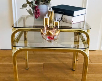 Vintage side tables in a set of two from the 70s