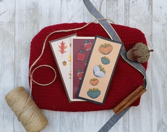 Autumn’s Gifts Bookmarks, Fall Stationery Collection, Cute Handmade Bookmark