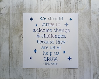 Time Machine 'Grow' Unframed Art, HG Wells, Minimalist Art