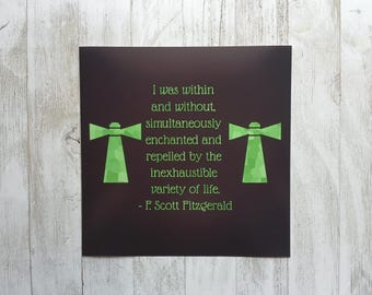 Great Gatsby 'Enchanted', Unframed Art, F. Scott Fitzgerald, Minimalist Art