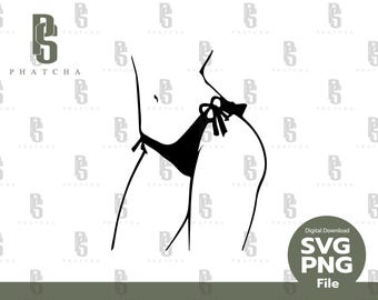 Arte minimalista de corpo feminino sexy, corpo curvilíneo SVG, adesivo, arquivos para Cricut, clipart PNG, decalque de silhueta - download digital instantâneo.