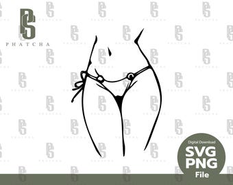 Arte minimalista de corpo feminino sexy, corpo curvilíneo SVG, adesivo, arquivos para Cricut, clipart PNG, decalque de silhueta - download digital instantâneo.