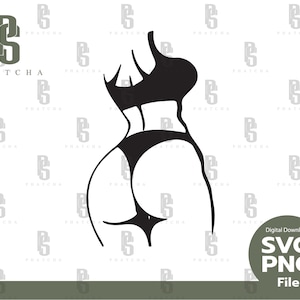 Puede incluir: Silueta en blanco y negro de una persona con un bikini. La persona está de espaldas al espectador. La imagen es una descarga digital y está disponible en formatos SVG y PNG.