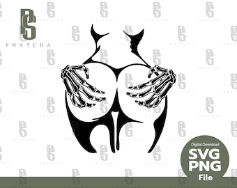 Skeleton Booty Svg, Skeleton Hip Svg, Ass SVG, Sticker, Files For Cricut, Clipart PNG, silhouette decal - instant digital download.