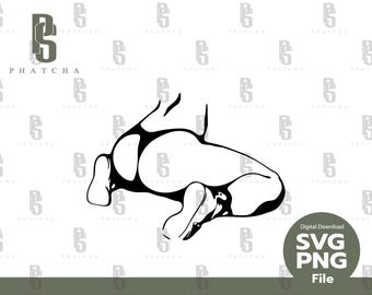 Arte de linha minimalista sexy, pose de mulher, corpo sexy SVG, adesivo, arquivos para Cricut, clipart PNG, decalque de silhueta - download digital instantâneo.