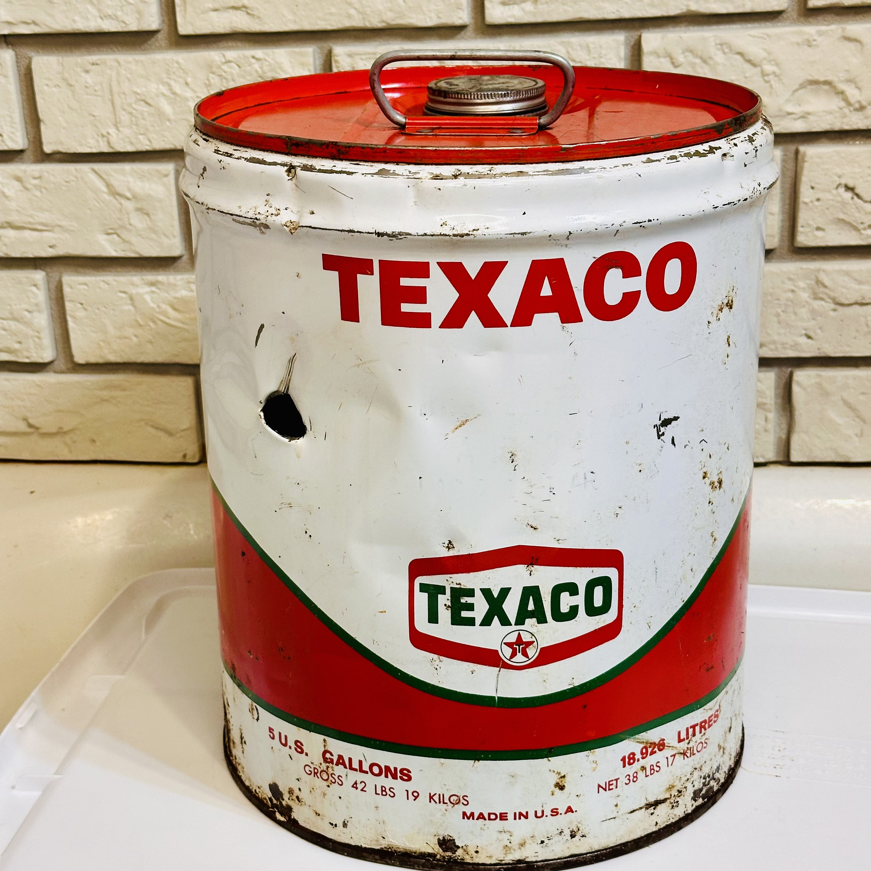Vintage Texaco 5 Gallon Motor Oil Can 1971 - Etsy