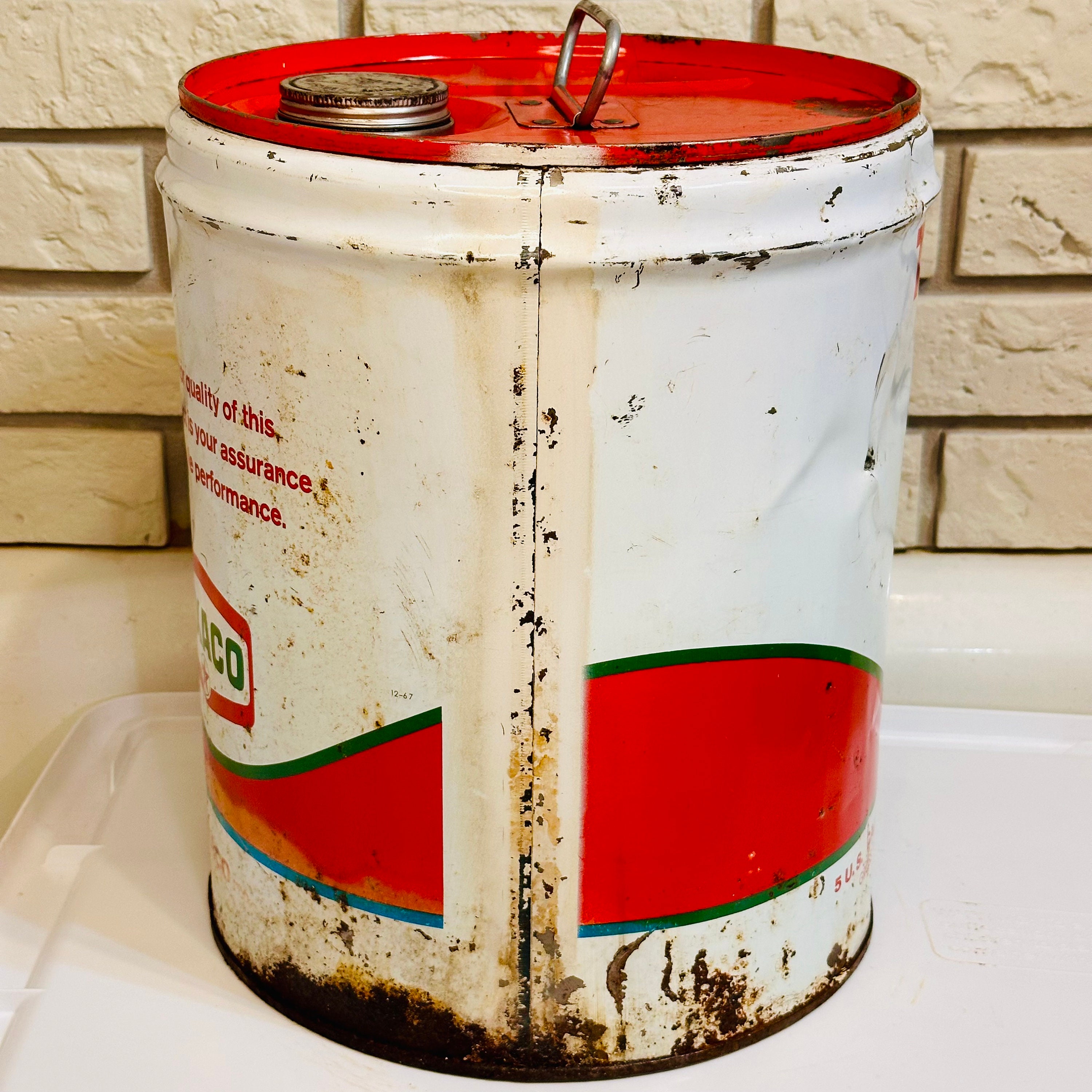 Vintage Texaco 5 Gallon Motor Oil Can 1971 - Etsy