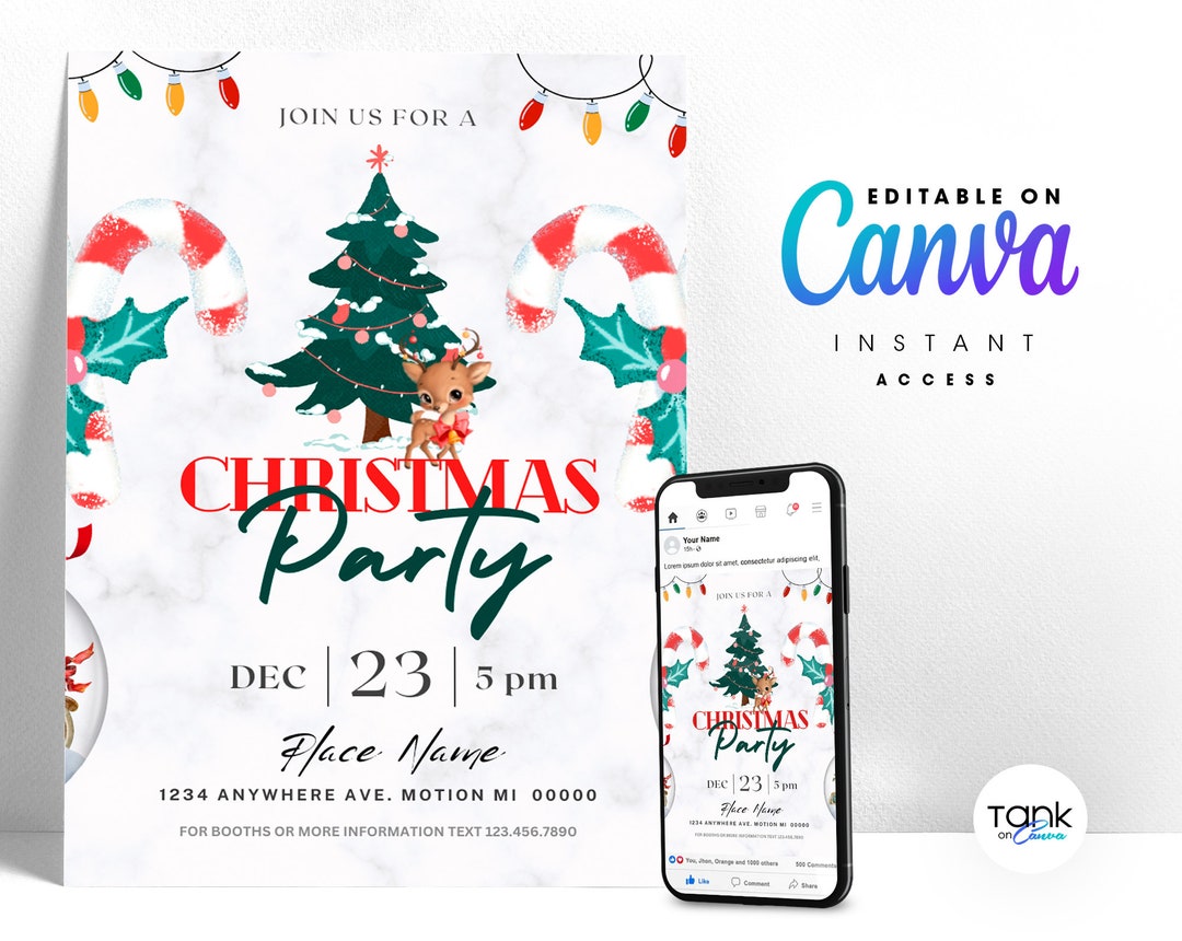 DIY Christmas Party Invitation Christmas Party Invite Editable