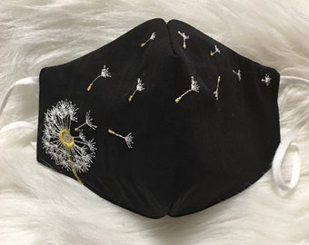 Face Mask, Embroidered Dandelion Face Mask, Customizable Face  Mask,  Small Medium and Large Face Mask