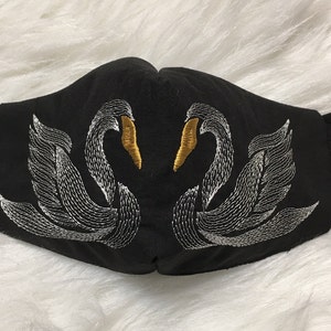 Custom Embroidered Swan Face Mask, Customizable Swan Mask,